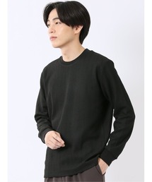 *Tシャツ メンズ 長袖 ストレッチ スロープネック 幾何学 ジオメトリック ジャガード