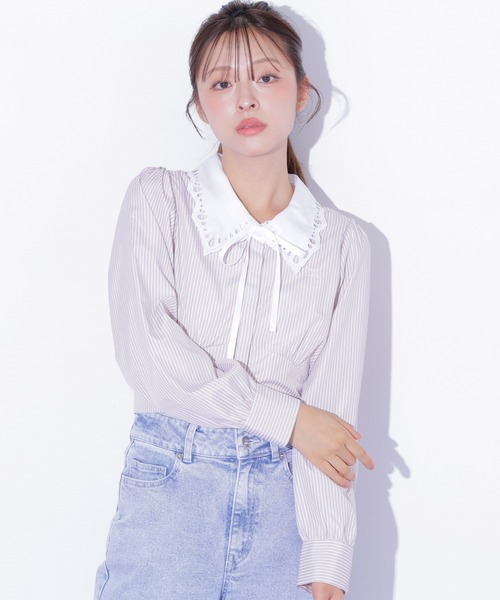 JILL by JILL STUART(ジルバイジルスチュアート)の「スカラップ襟ブラウス(シャツ/ブラウス・レディース・ベージュ系その他/ホワイト・FREE)」の2枚目の写真