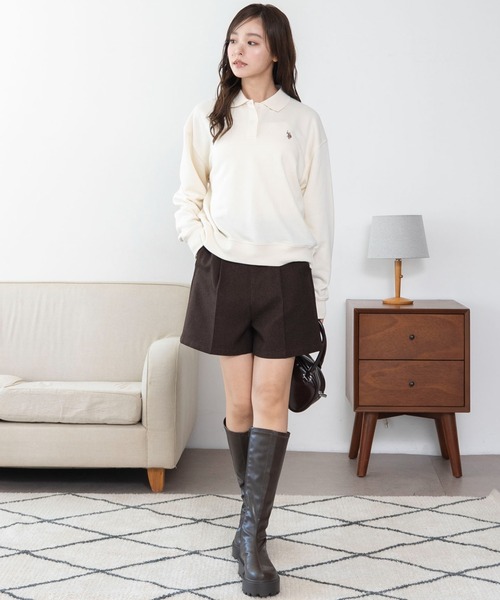 U.S. POLO ASSN.(ユーエスポロアッスン)の「∴WEGO/【26年秋冬新作】別注U.S.POLO ASSN.ポロスウェット(スウェット・レディース・ブラウン/チャコールグレー/アイボリー・FREE)」の5枚目の写真