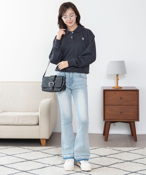 U.S. POLO ASSN.(ユーエスポロアッスン)の「∴WEGO/【26年秋冬新作】別注U.S.POLO ASSN.ポロスウェット(スウェット・レディース・ブラウン/チャコールグレー/アイボリー・FREE)」の6枚目の写真