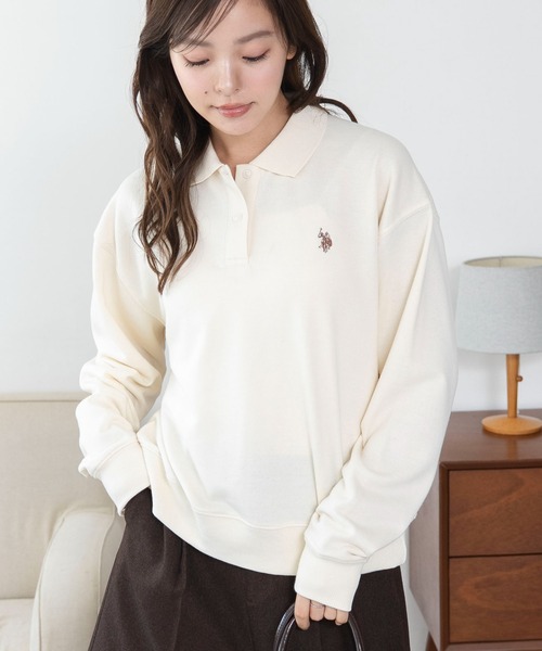 U.S. POLO ASSN.(ユーエスポロアッスン)の「∴WEGO/【26年秋冬新作】別注U.S.POLO ASSN.ポロスウェット(スウェット・レディース・ブラウン/チャコールグレー/アイボリー・FREE)」の12枚目の写真