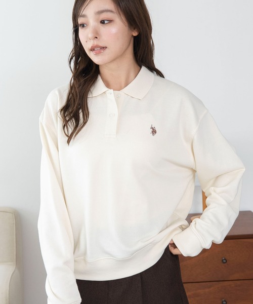 U.S. POLO ASSN.(ユーエスポロアッスン)の「∴WEGO/【26年秋冬新作】別注U.S.POLO ASSN.ポロスウェット(スウェット・レディース・ブラウン/チャコールグレー/アイボリー・FREE)」の13枚目の写真