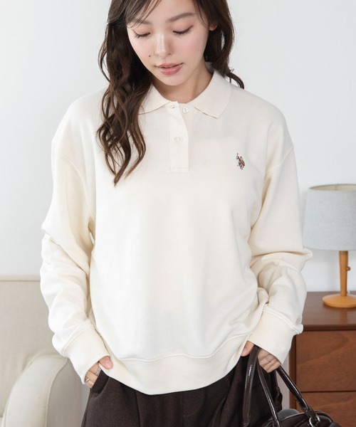U.S. POLO ASSN.(ユーエスポロアッスン)の「∴WEGO/【26年秋冬新作】別注U.S.POLO ASSN.ポロスウェット(スウェット・レディース・ブラウン/チャコールグレー/アイボリー・FREE)」の14枚目の写真