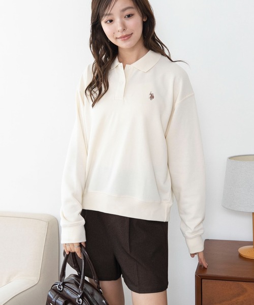 U.S. POLO ASSN.(ユーエスポロアッスン)の「∴WEGO/【26年秋冬新作】別注U.S.POLO ASSN.ポロスウェット(スウェット・レディース・ブラウン/チャコールグレー/アイボリー・FREE)」の15枚目の写真
