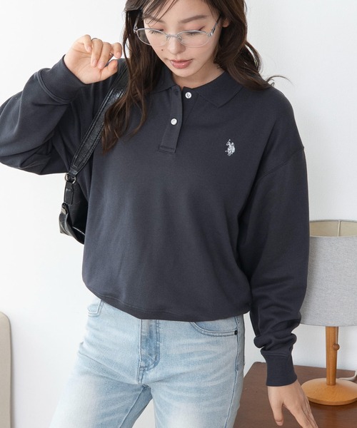 U.S. POLO ASSN.(ユーエスポロアッスン)の「∴WEGO/【26年秋冬新作】別注U.S.POLO ASSN.ポロスウェット(スウェット・レディース・ブラウン/チャコールグレー/アイボリー・FREE)」の18枚目の写真