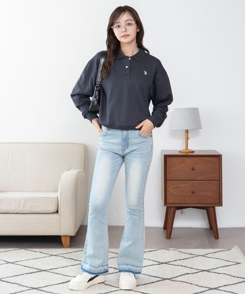 U.S. POLO ASSN.(ユーエスポロアッスン)の「∴WEGO/【26年秋冬新作】別注U.S.POLO ASSN.ポロスウェット(スウェット・レディース・ブラウン/チャコールグレー/アイボリー・FREE)」の21枚目の写真