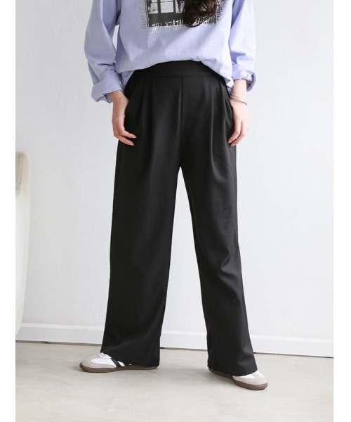 Edit Sheen(エディットシーン)の「スーツ地ツイルタックパンツ(その他パンツ・レディース・ブラック/ライトベージュ・M)」の5枚目の写真