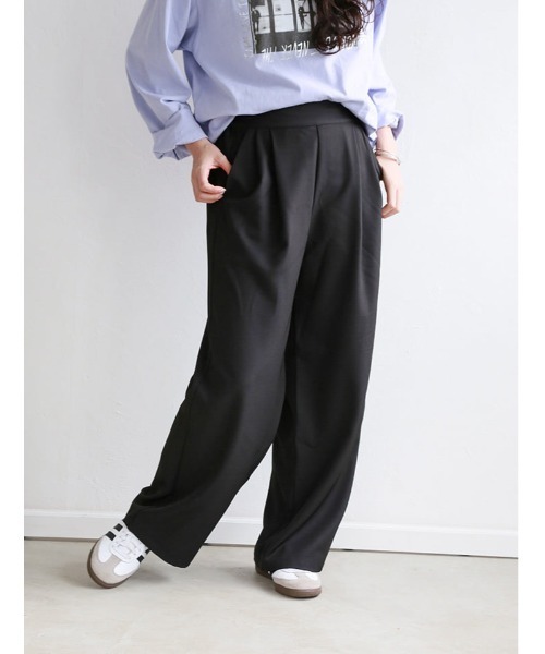 Edit Sheen(エディットシーン)の「スーツ地ツイルタックパンツ(その他パンツ・レディース・ブラック/ライトベージュ・M)」の3枚目の写真