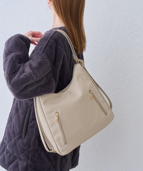 ROPE' PICNIC(ロペピクニック)の「3WAYダブルファスナーリュック&ショルダーバッグ/軽量・A4対応(ビジネスバッグ・レディース・ブラック/ダークブラウン/ホワイト系その他5・FREE)」の2枚目の写真