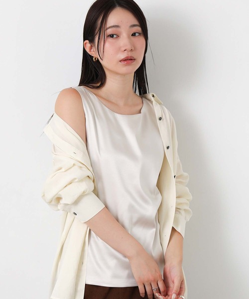 Gready Brilliant（グレディブリリアン）の「サテンドッキングタンク（キャミソール・レディース・ライトベージュ/オフホワイト/ブラック・38）」の3枚目の写真
