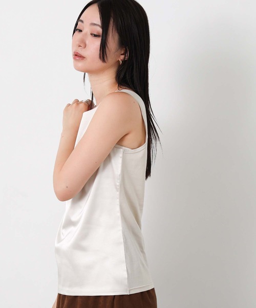 Gready Brilliant（グレディブリリアン）の「サテンドッキングタンク（キャミソール・レディース・ライトベージュ/オフホワイト/ブラック・38）」の8枚目の写真