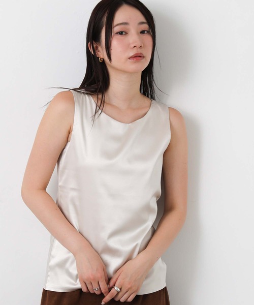 Gready Brilliant（グレディブリリアン）の「サテンドッキングタンク（キャミソール・レディース・ライトベージュ/オフホワイト/ブラック・38）」の11枚目の写真