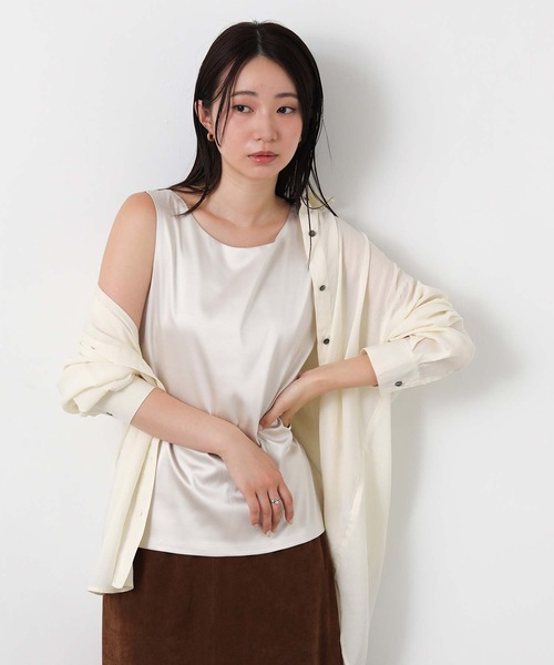 Gready Brilliant（グレディブリリアン）の「サテンドッキングタンク（キャミソール・レディース・ライトベージュ/オフホワイト/ブラック・38）」の12枚目の写真