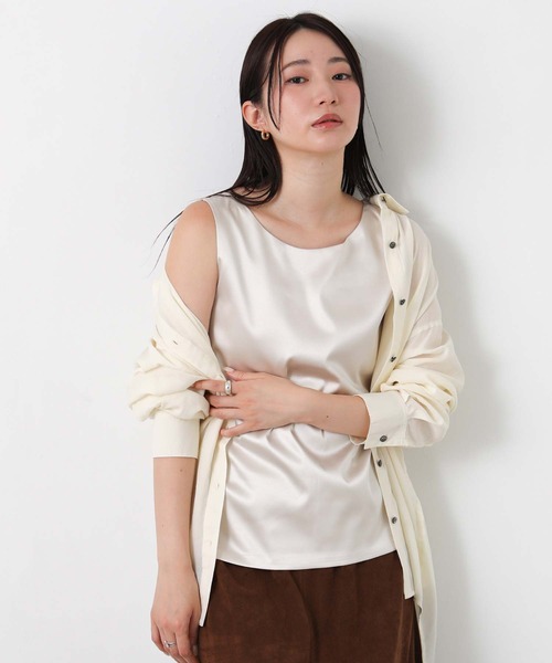 Gready Brilliant（グレディブリリアン）の「サテンドッキングタンク（キャミソール・レディース・ライトベージュ/オフホワイト/ブラック・38）」の14枚目の写真