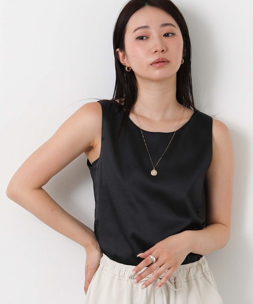 Gready Brilliant（グレディブリリアン）の「サテンドッキングタンク（キャミソール・レディース・ライトベージュ/オフホワイト/ブラック・38）」の15枚目の写真