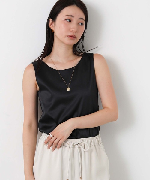 Gready Brilliant（グレディブリリアン）の「サテンドッキングタンク（キャミソール・レディース・ライトベージュ/オフホワイト/ブラック・38）」の20枚目の写真