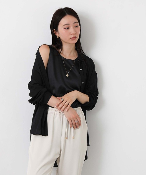 Gready Brilliant（グレディブリリアン）の「サテンドッキングタンク（キャミソール・レディース・ライトベージュ/オフホワイト/ブラック・38）」の22枚目の写真