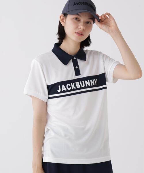 Jack Bunny!!（ジャックバニー）の「PEメッシュパネルボーダー半袖ポロシャツ（ポロシャツ・レディース・ホワイト系その他/ダークインディゴブルー/ネイビー/ホワイト・SMALL/MEDIUM/LARGE）」の3枚目の写真