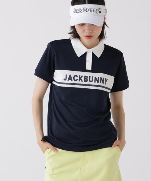 Jack Bunny!!（ジャックバニー）の「PEメッシュパネルボーダー半袖ポロシャツ（ポロシャツ・レディース・ホワイト系その他/ダークインディゴブルー/ネイビー/ホワイト・SMALL/MEDIUM/LARGE）」の4枚目の写真