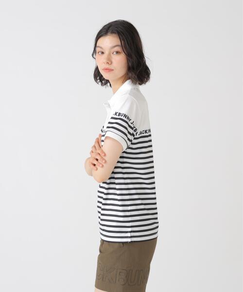 Jack Bunny!!（ジャックバニー）の「PEメッシュパネルボーダー半袖ポロシャツ（ポロシャツ・レディース・ホワイト系その他/ダークインディゴブルー/ネイビー/ホワイト・SMALL/MEDIUM/LARGE）」の7枚目の写真