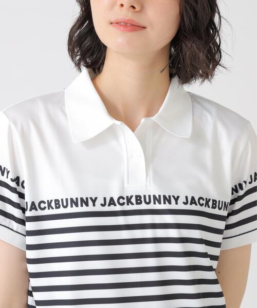 Jack Bunny!!（ジャックバニー）の「PEメッシュパネルボーダー半袖ポロシャツ（ポロシャツ・レディース・ホワイト系その他/ダークインディゴブルー/ネイビー/ホワイト・SMALL/MEDIUM/LARGE）」の9枚目の写真