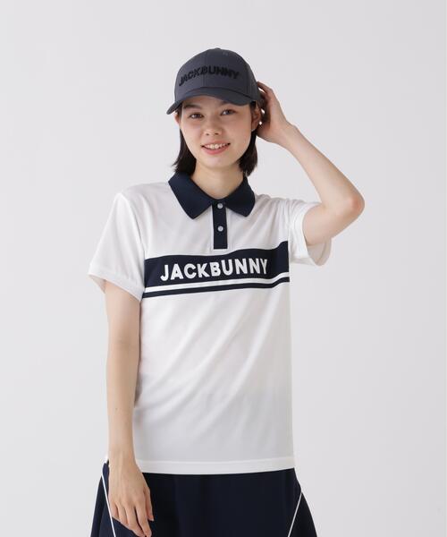 Jack Bunny!!（ジャックバニー）の「PEメッシュパネルボーダー半袖ポロシャツ（ポロシャツ・レディース・ホワイト系その他/ダークインディゴブルー/ネイビー/ホワイト・SMALL/MEDIUM/LARGE）」の17枚目の写真