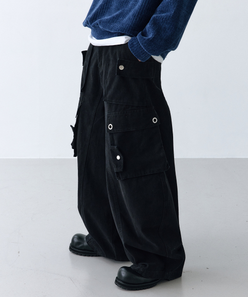 LXT（エルエックスティー）の「ウォッシュドコットンカーブドバレルカーゴパンツ[ブラック]（その他パンツ・レディース・その他・SMALL/MEDIUM/LARGE）」の2枚目の写真