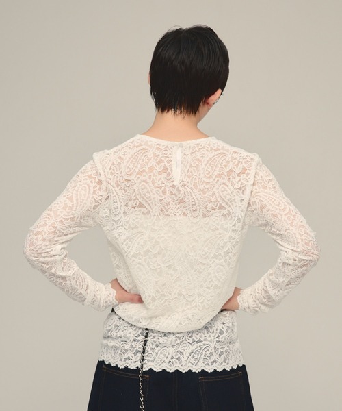 eL(エル)の「【eL】Lace Mesh Pullover/1068002(シャツ/ブラウス・レディース・オフホワイト/ブラック・FREE)」の18枚目の写真