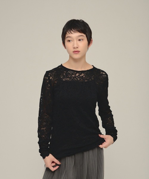 eL(エル)の「【eL】Lace Mesh Pullover/1068002(シャツ/ブラウス・レディース・オフホワイト/ブラック・FREE)」の12枚目の写真