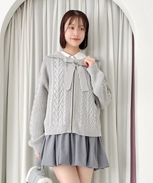 F i.n.t（フィント）の「ビッグリボンニットZIPパーカー fint フィント（パーカー）」