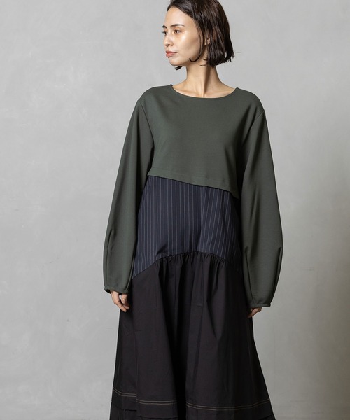 MARECHAL TERRE(マルシャルテル)の「ドッキングデザインワンピース(ワンピース・レディース・ネイビー/カーキ/アイボリー/ブラック・MEDIUM)」の14枚目の写真