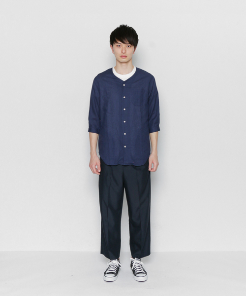 SENSE OF PLACE by URBAN RESEARCH（センスオブプレイスバイアーバンリサーチ）の「B パナマVネックシャツ(7分袖)（シャツ/ブラウス・メンズ・カーキ/インディゴブルー・LARGE/MEDIUM）」の13枚目の写真