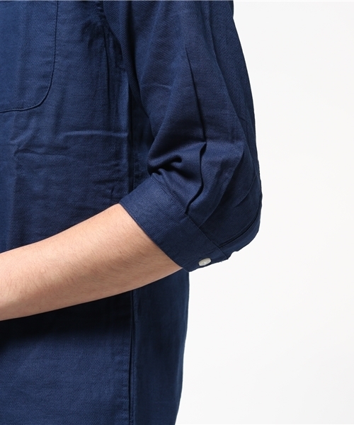 SENSE OF PLACE by URBAN RESEARCH（センスオブプレイスバイアーバンリサーチ）の「B パナマVネックシャツ(7分袖)（シャツ/ブラウス・メンズ・カーキ/インディゴブルー・LARGE/MEDIUM）」の6枚目の写真