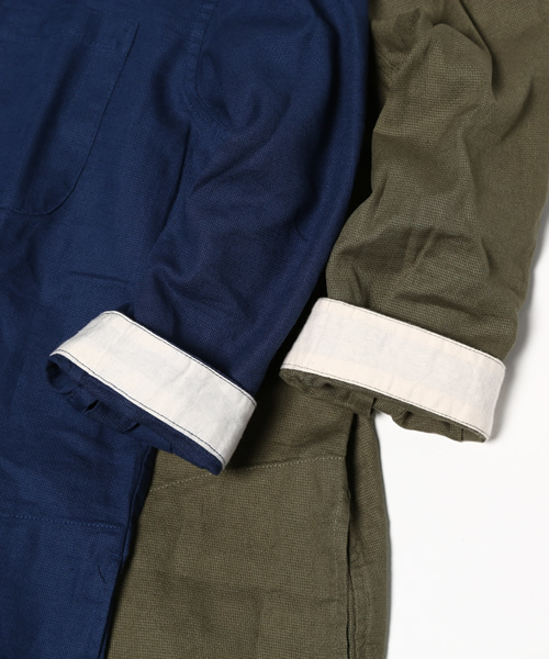 SENSE OF PLACE by URBAN RESEARCH（センスオブプレイスバイアーバンリサーチ）の「B パナマVネックシャツ(7分袖)（シャツ/ブラウス・メンズ・カーキ/インディゴブルー・LARGE/MEDIUM）」の11枚目の写真