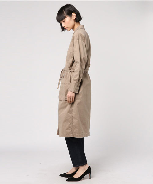 メゾンドドルチェ　レディコート　ベージュ Maison de Beige（メゾンドベージュ）の「グリストーン加工ロング