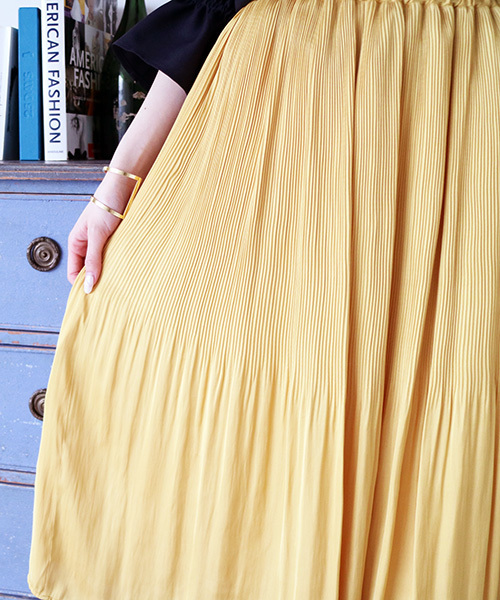 N.（N. Natural Beauty Basic）（エヌエヌナチュラルビューティーベーシック）の「【一部追加生産】◆消しプリーツフレアミモレスカート（スカート・レディース・イエロー/ホワイト/ホワイト系その他/テラコッタ/ネイビー・MEDIUM）」の10枚目の写真