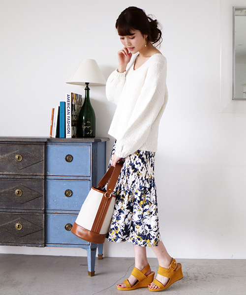 N.（N. Natural Beauty Basic）（エヌエヌナチュラルビューティーベーシック）の「【一部追加生産】◆消しプリーツフレアミモレスカート（スカート・レディース・イエロー/ホワイト/ホワイト系その他/テラコッタ/ネイビー・MEDIUM）」の17枚目の写真