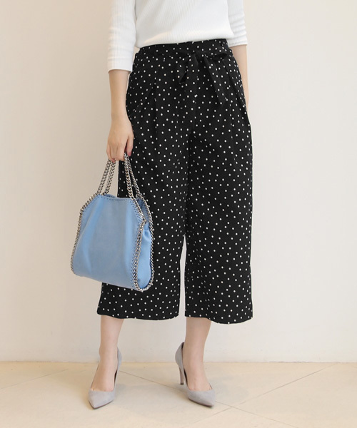 ANGLOBAL SHOP（アングローバルショップ）の「FORDMILLS / ドットデシンガウチョ（その他パンツ・レディース・ブラック/ホワイト×ネイビー・38/36）」の2枚目の写真