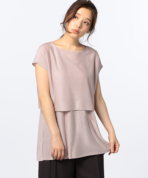 NOLLEY’S（ノーリーズ）の「プルオーバー+キャミソールセット（ニット/セーター・レディース・スモークピンク/ネイビー/ライトグレー・38）」の2枚目の写真