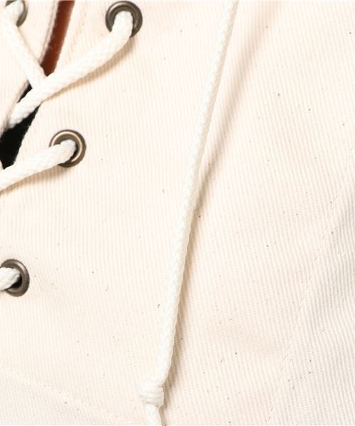 NEWLYN FISHERMAN’S SMOCKS（フィッシャーマンズスモック）の「Newlyn Smoc:レースアップスモック（シャツ/ブラウス・レディース・ブラック/ナチュラル・ONE SIZE）」の5枚目の写真