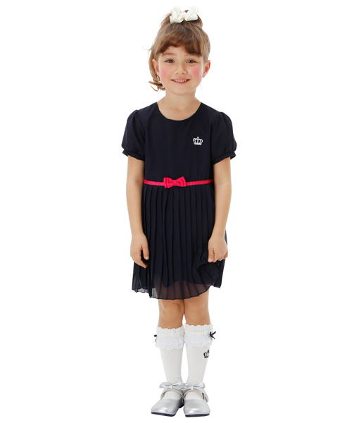 BABYDOLL(ベビードール)の「GIRLフォーマルウェア_リボン付きシフォンワンピース0141K(ワンピース)」|ネイビー