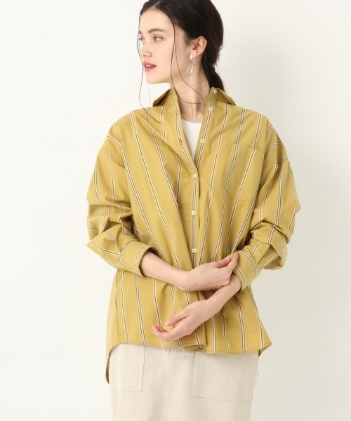 A part by（アパートバイ）の「C/オーバーサイズシャツLS 782700（シャツ/ブラウス・レディース・ホワイト/グリーン系その他/ブルー系その他/イエロー系その他・FREE）」の4枚目の写真