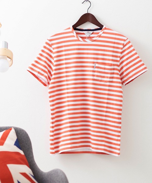 Ben Sherman(ベンシャーマン)の「ストライプTシャツ(Tシャツ/カットソー・メンズ・オレンジ/ダークネイビー・LARGE/X-SMALL/SMALL/MEDIUM)」の1枚目の写真