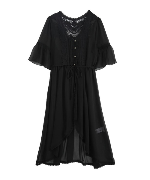 axes femme(アクシーズファム)の「バックレースデザインガウン(カーディガン/ボレロ・レディース・ブラック/カーキ/キナリ・MEDIUM)」の1枚目の写真