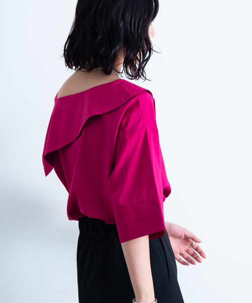 Aunt Marie's（アントマリーズ）の「AUNT MARIE'S ワンショルダーブラウス（シャツ/ブラウス・レディース・ブラック/ネイビー/アイボリー/グレー/ピンク/ナチュラル・FREE）」の22枚目の写真