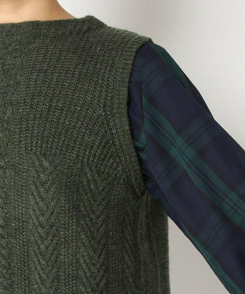 LBC（エルビーシー）の「7Gウールバックシャンベスト（ベスト・レディース・グレー/オリーブ/ネイビー/ライトグレー・M/L）」の8枚目の写真