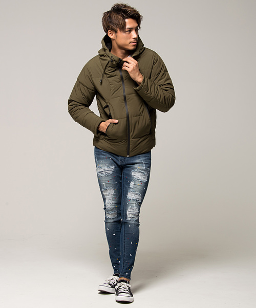 Vicci(ビッチ)の「『vicci/ヴィッチ』フード付き防風加工ストレッチ中綿ブルゾン(ダウンジャケット/コート・メンズ・ブラック/ネイビー/カーキ/チャコール/ベージュ・M/L/XL)」の7枚目の写真