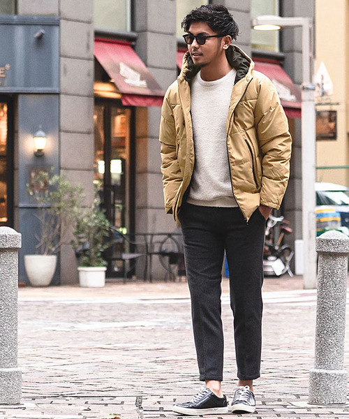 Vicci(ビッチ)の「『vicci/ヴィッチ』フード付き防風加工ストレッチ中綿ブルゾン(ダウンジャケット/コート・メンズ・ブラック/ネイビー/カーキ/チャコール/ベージュ・M/L/XL)」の12枚目の写真