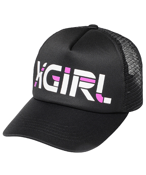 X-girl(エックスガール)の「SLASH LOGO MESH CAP(キャップ・レディース・ブラック/レッド/ネイビー・ONE SIZE)」の1枚目の写真