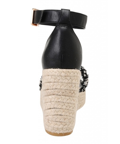 EGOIST（エゴイスト）の「ヴィンテージストライプウェッジサンダル（サンダル・レディース・ブラック/ベージュ・SMALL/MEDIUM/LARGE）」の4枚目の写真